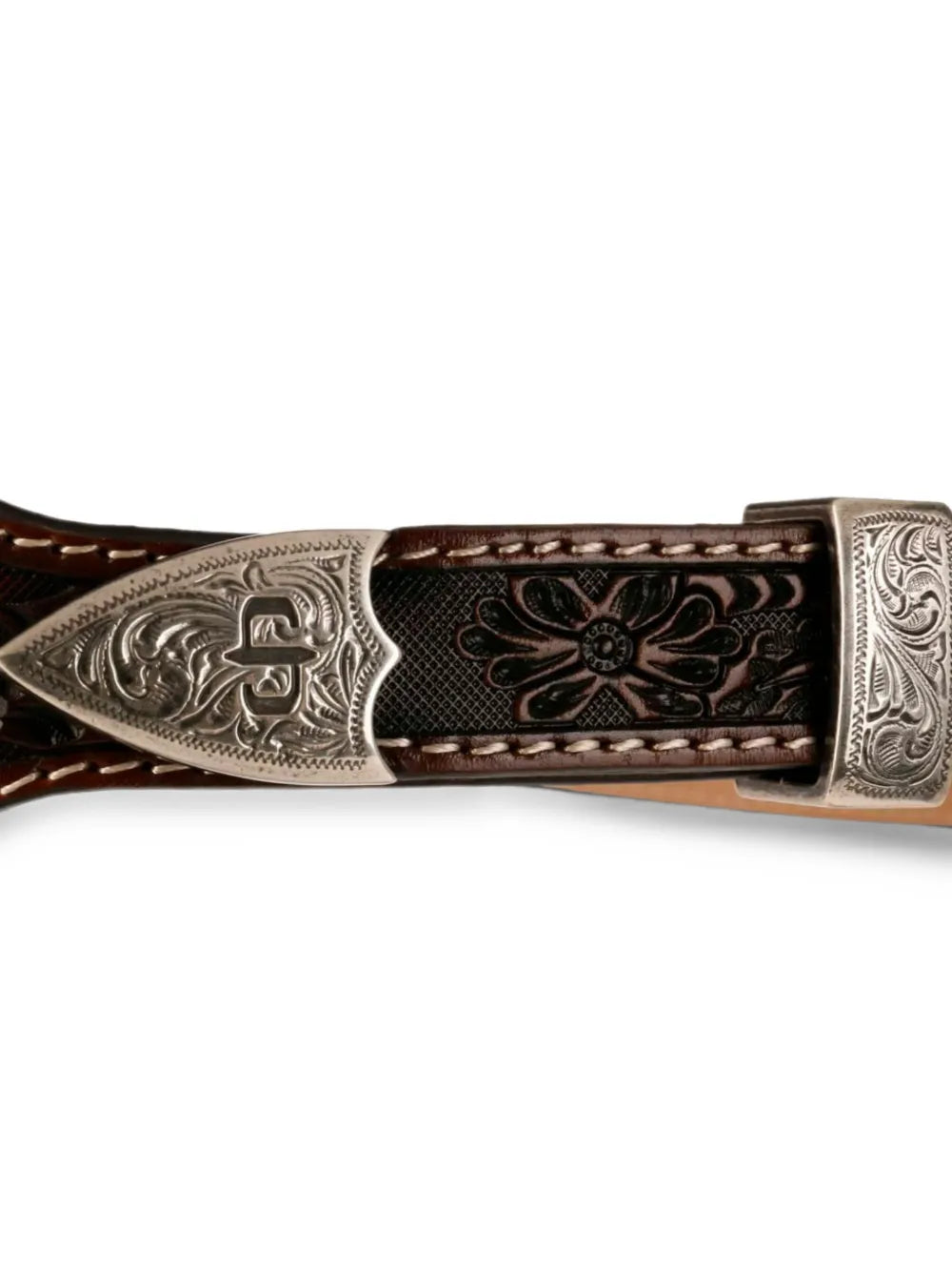 floral-tooled leather belt