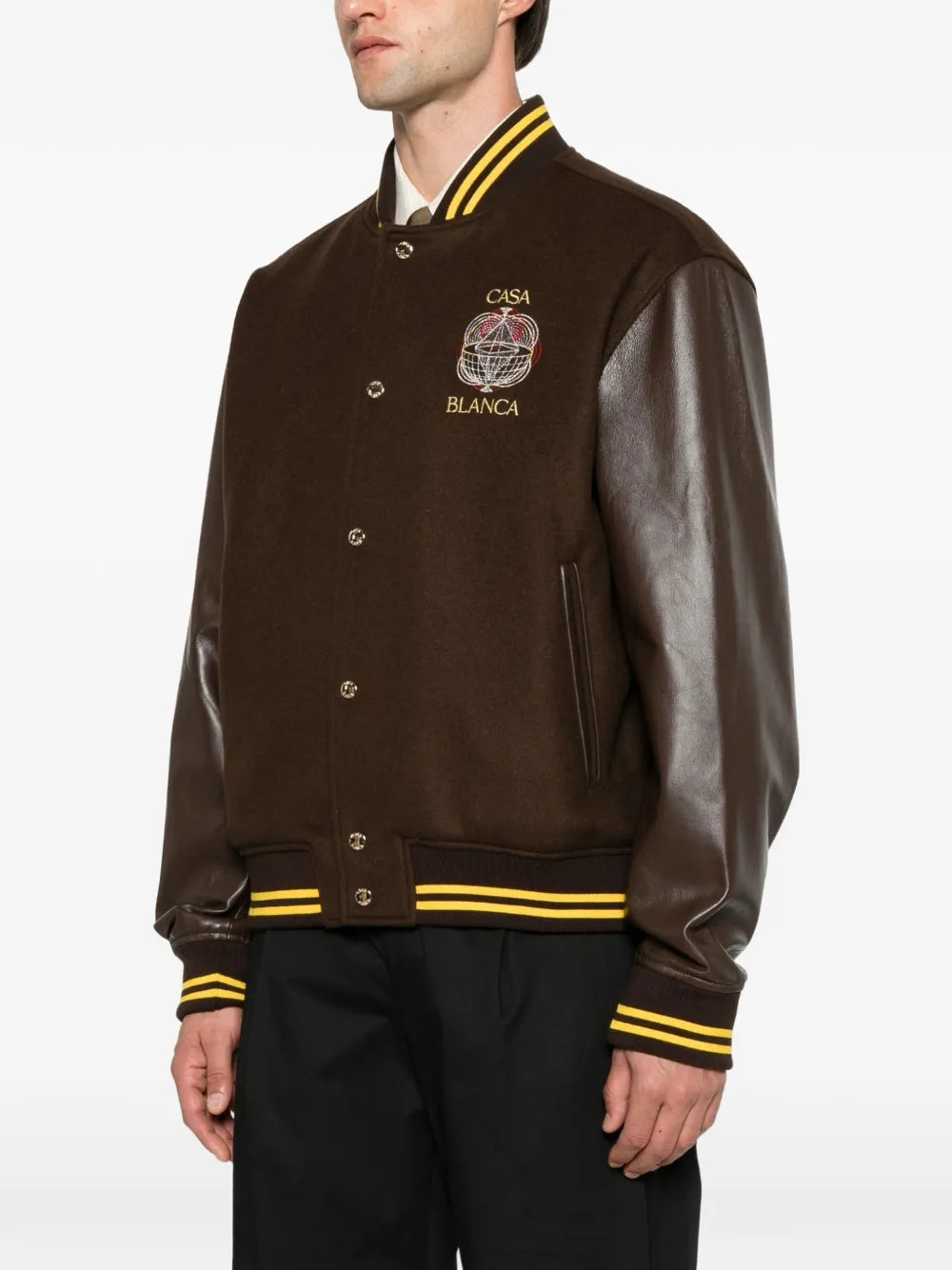 logo-embroidered panelled jacket