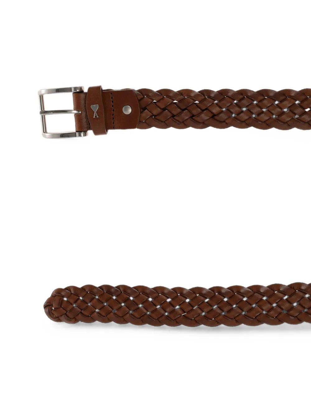 brown braided Paris Paris cow leather belt 30mm