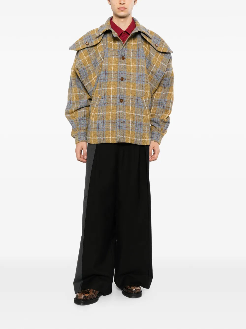 check-pattern shirt jacket 