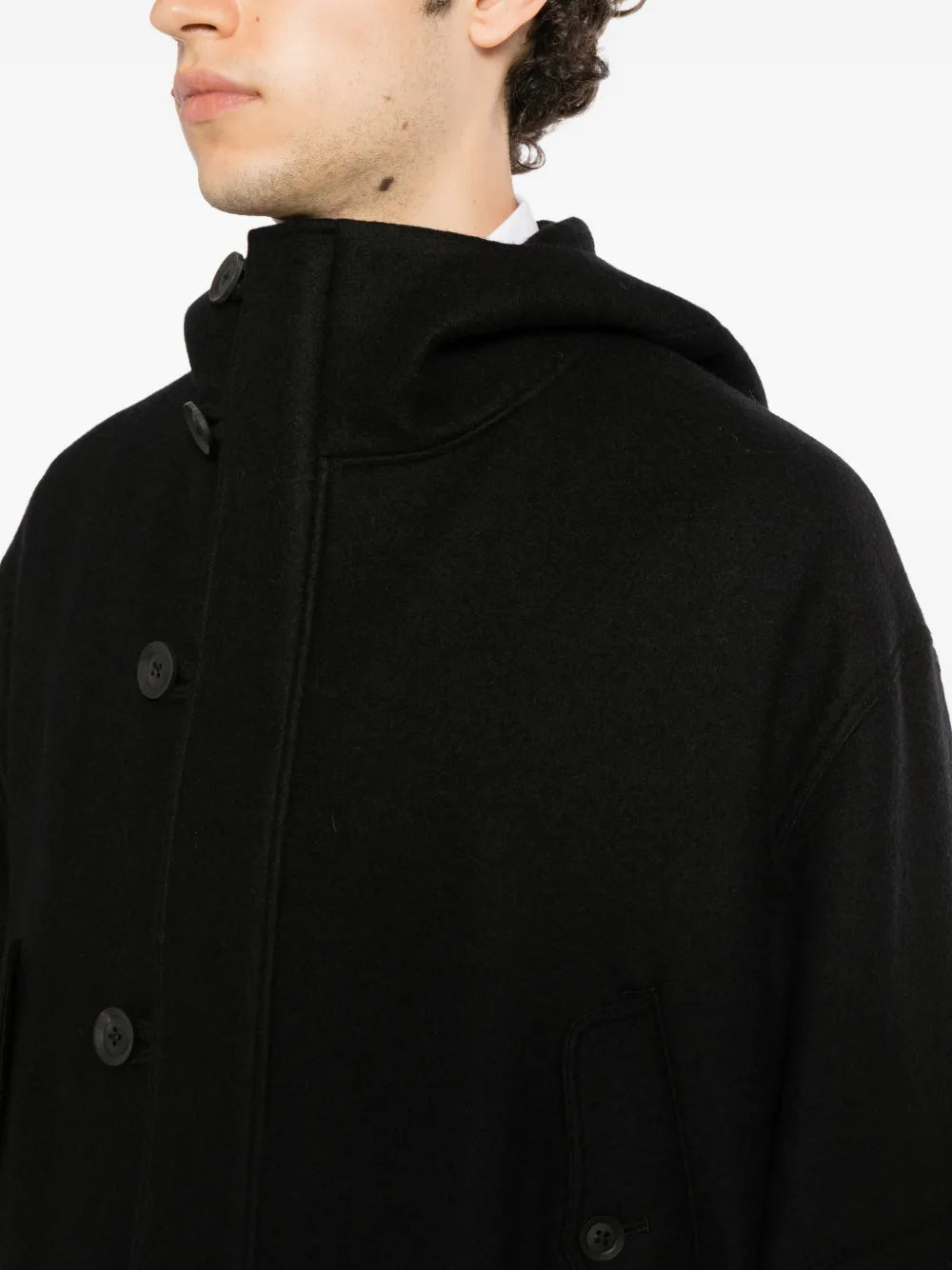 single-breasted hooded coat