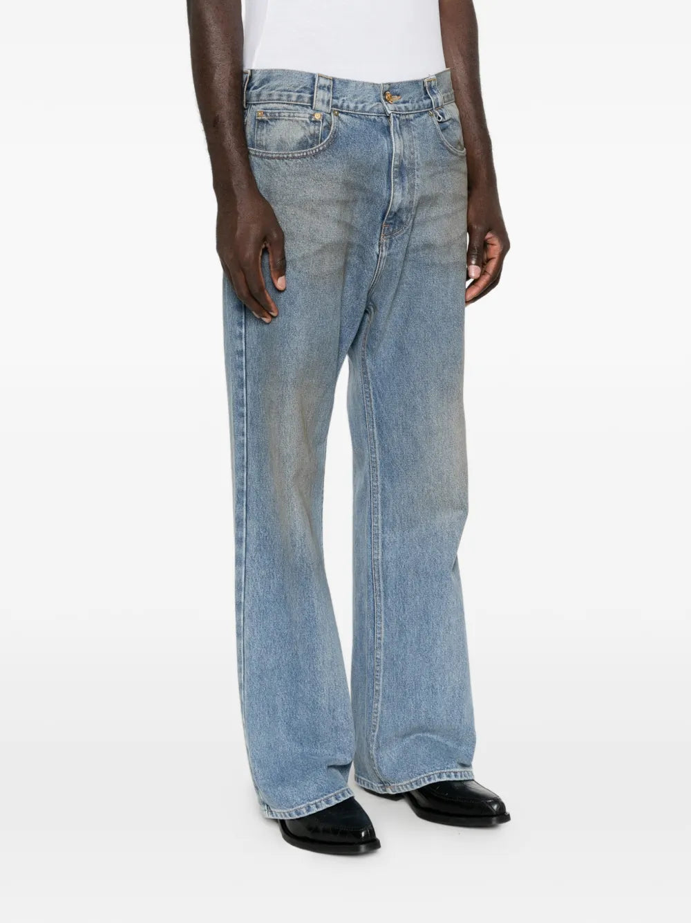 faded wide-leg jeans