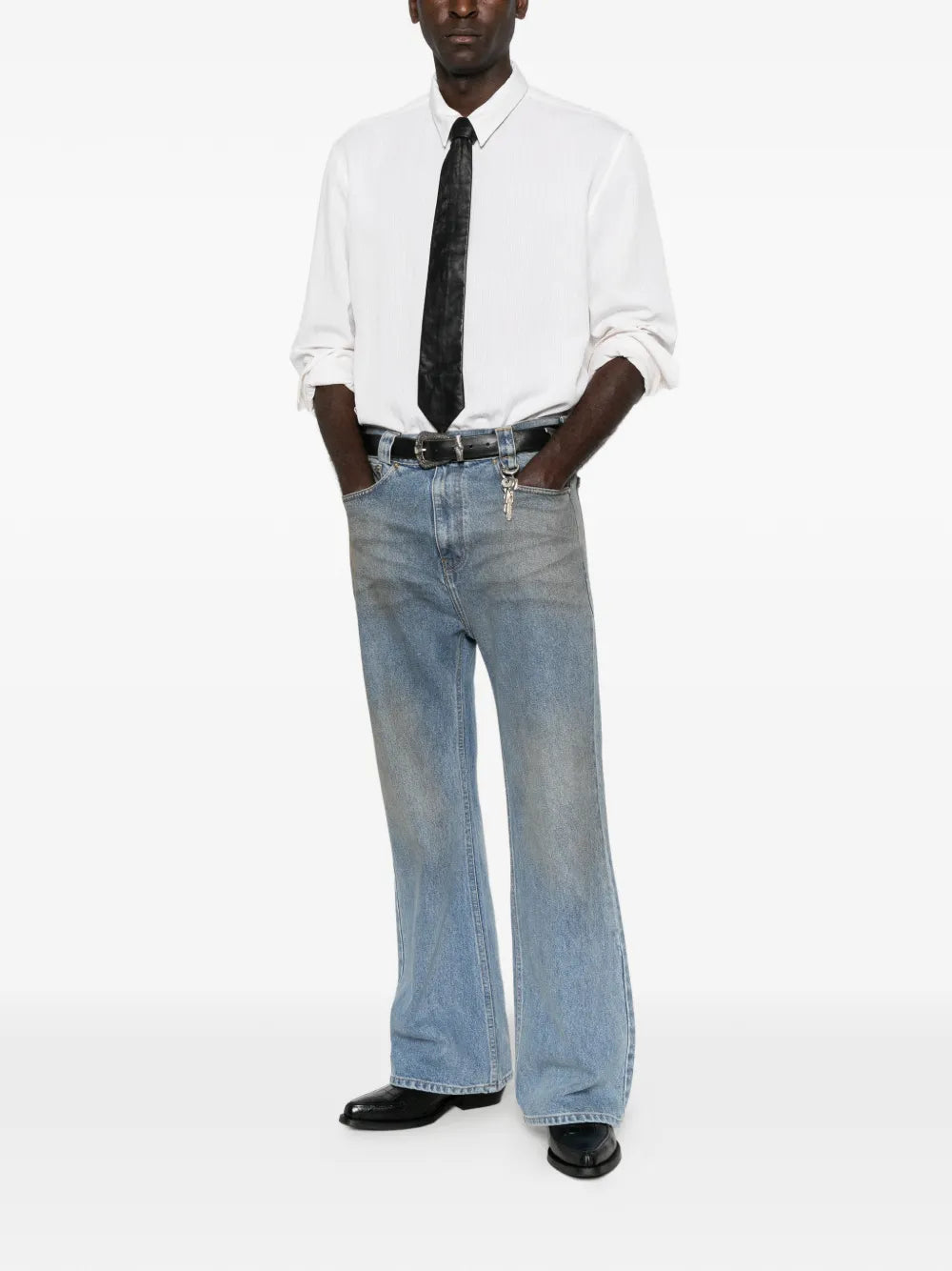 faded wide-leg jeans