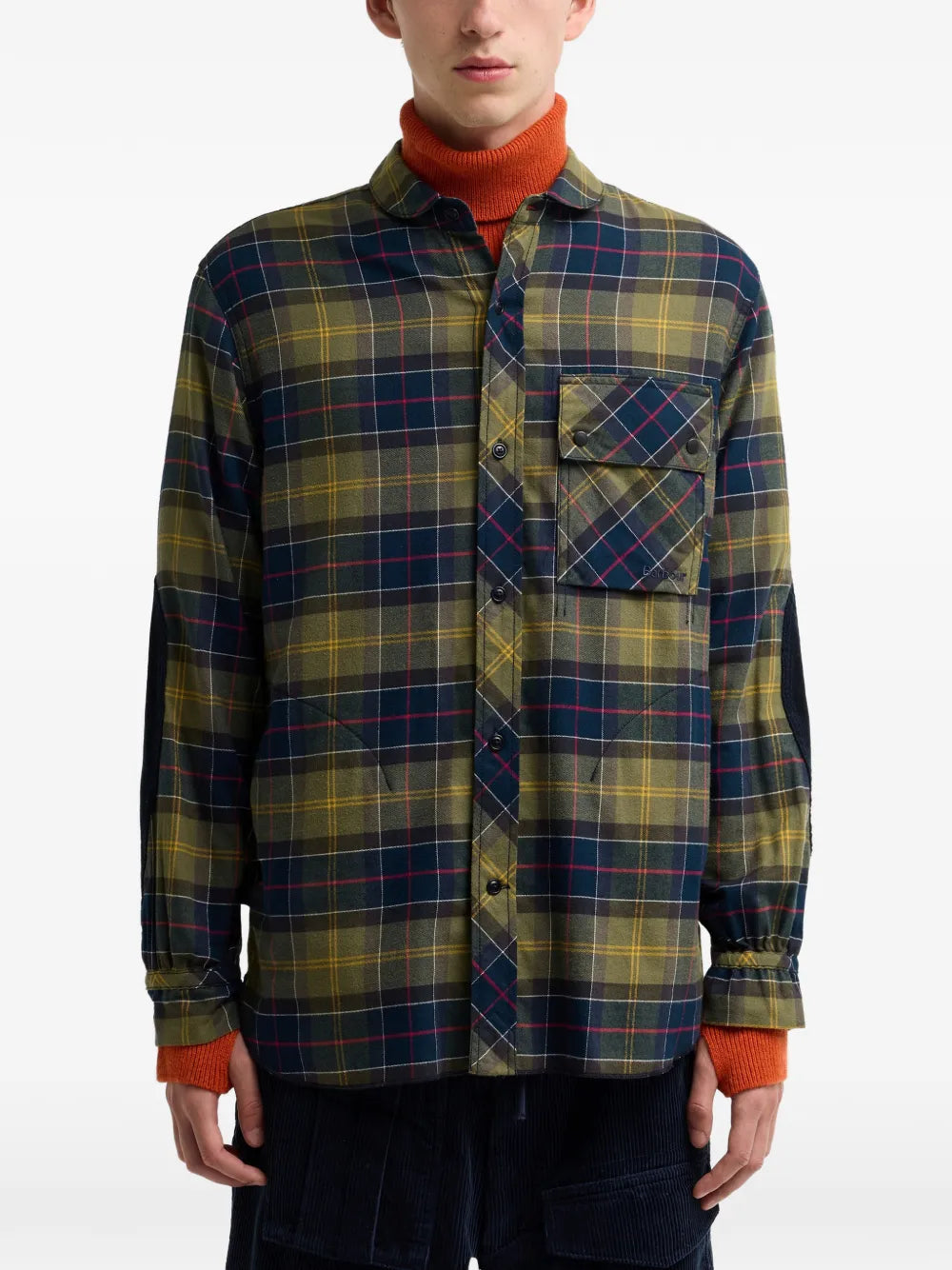 tartan elbow-patch shirt