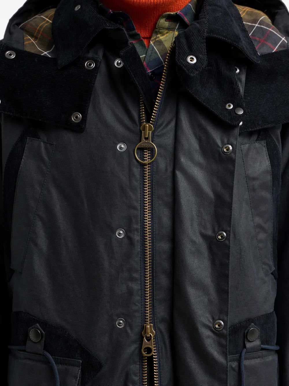 waxed-cotton hooded coat