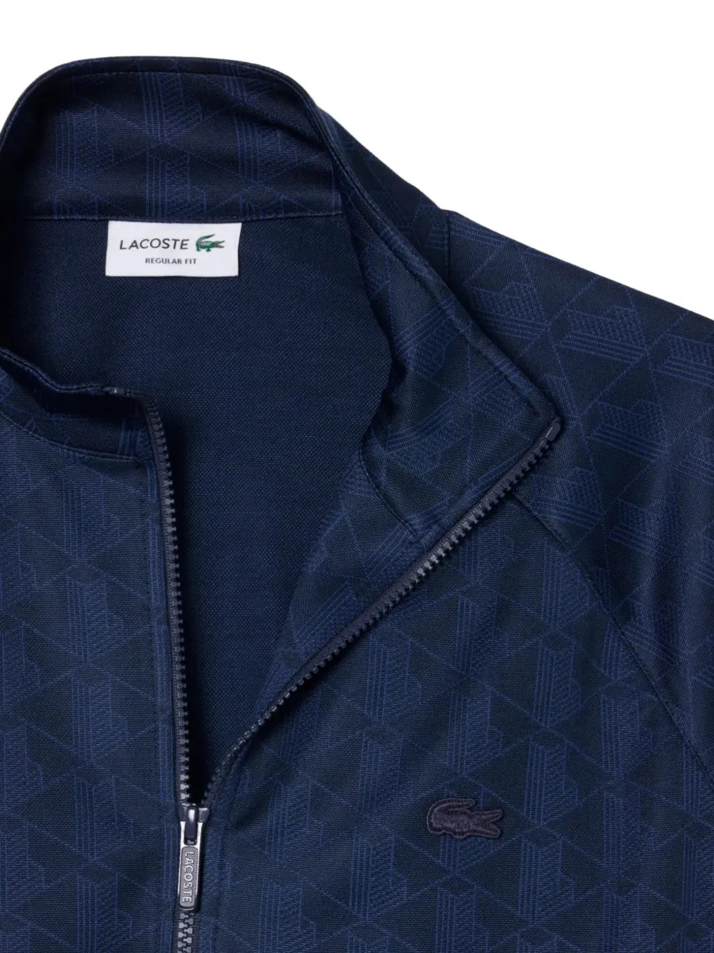 monogram-print zip-up sweater