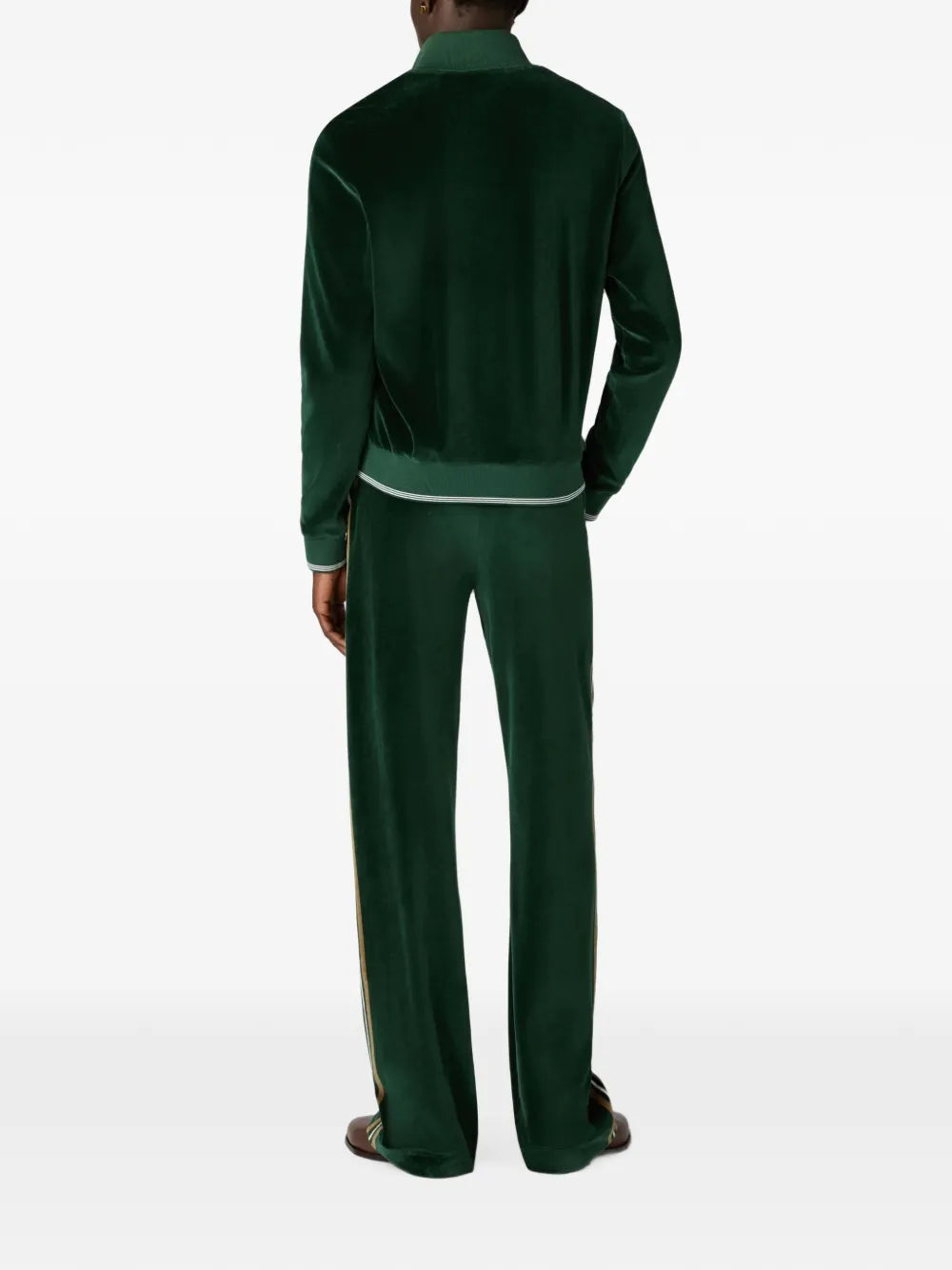 striped velvet zip-up sweatshirt