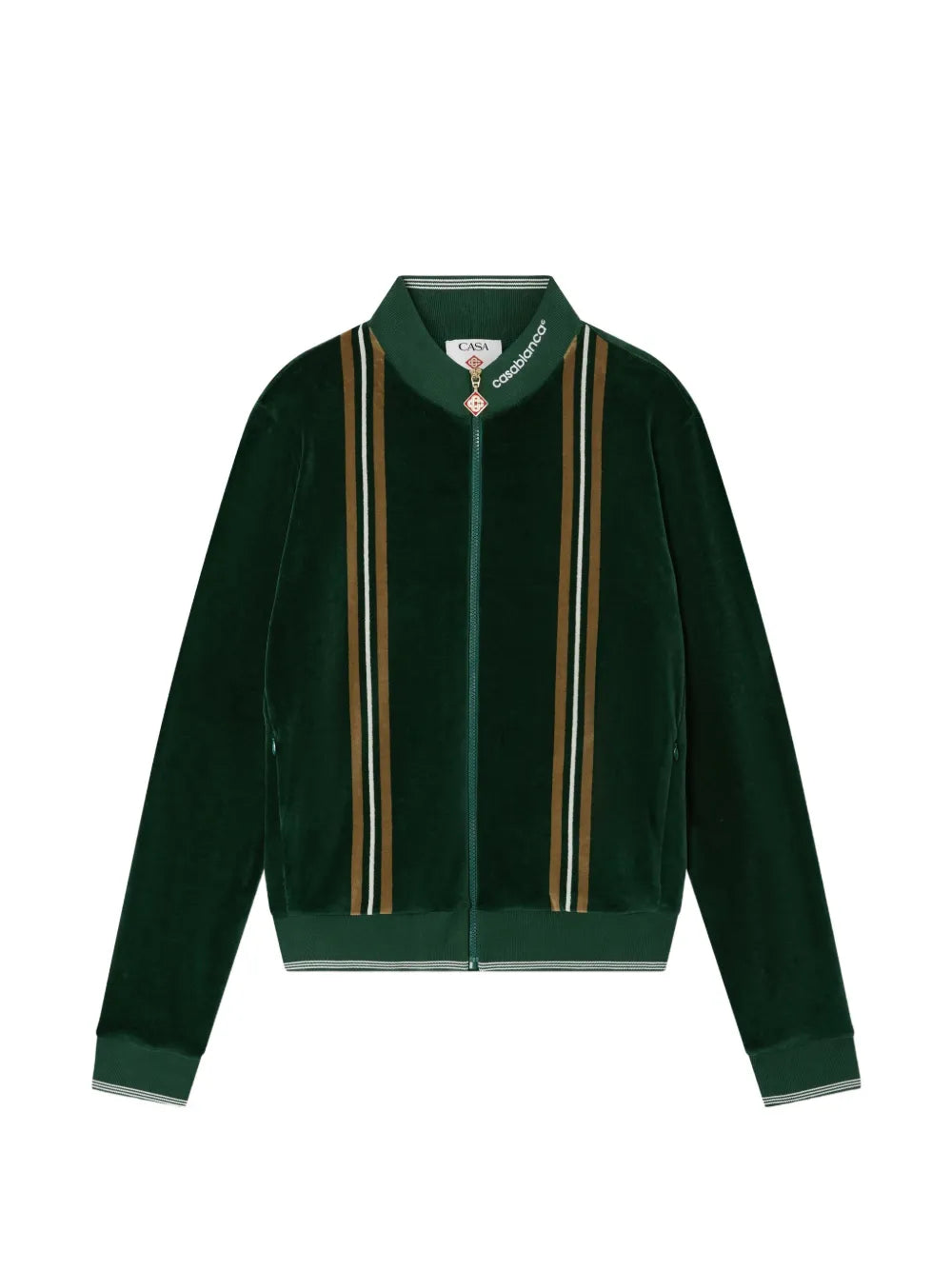 striped velvet zip-up sweatshirt