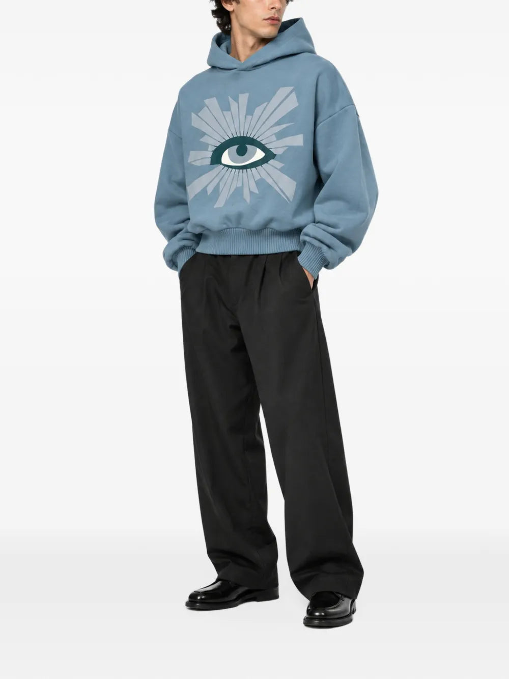 eye-print ribbed-trim hoodie