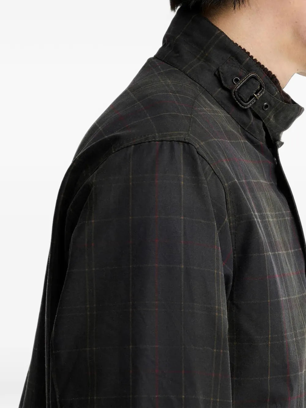 Ursula tartan-print buckled-collar jacket