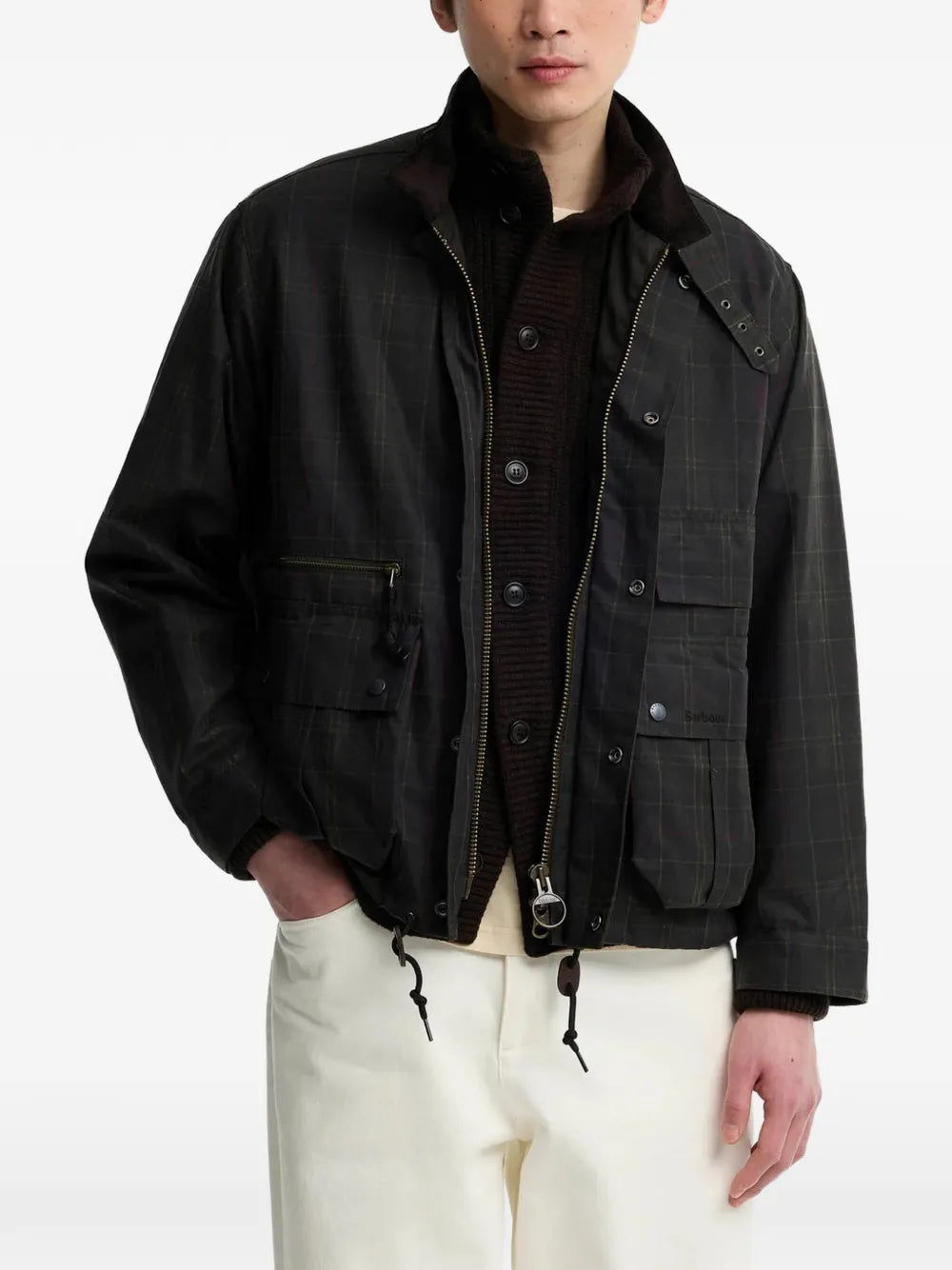 Ursula tartan-print buckled-collar jacket