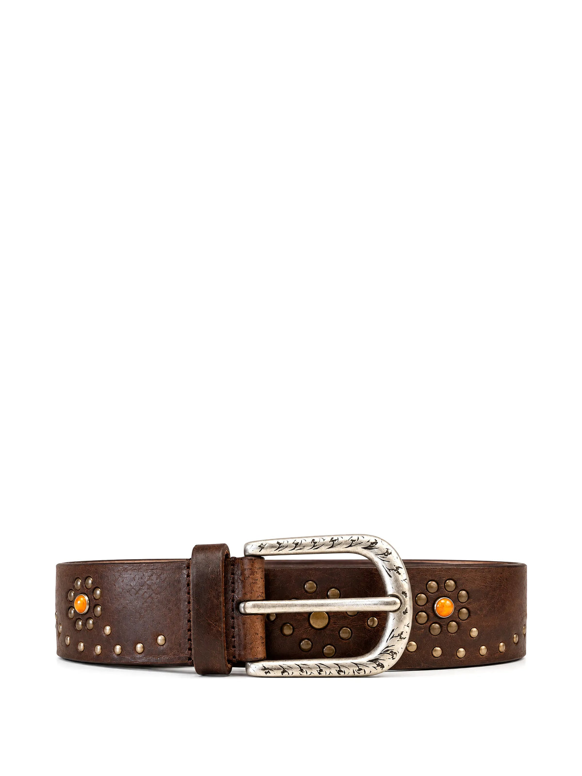 Stud-Embellished Leather Belt