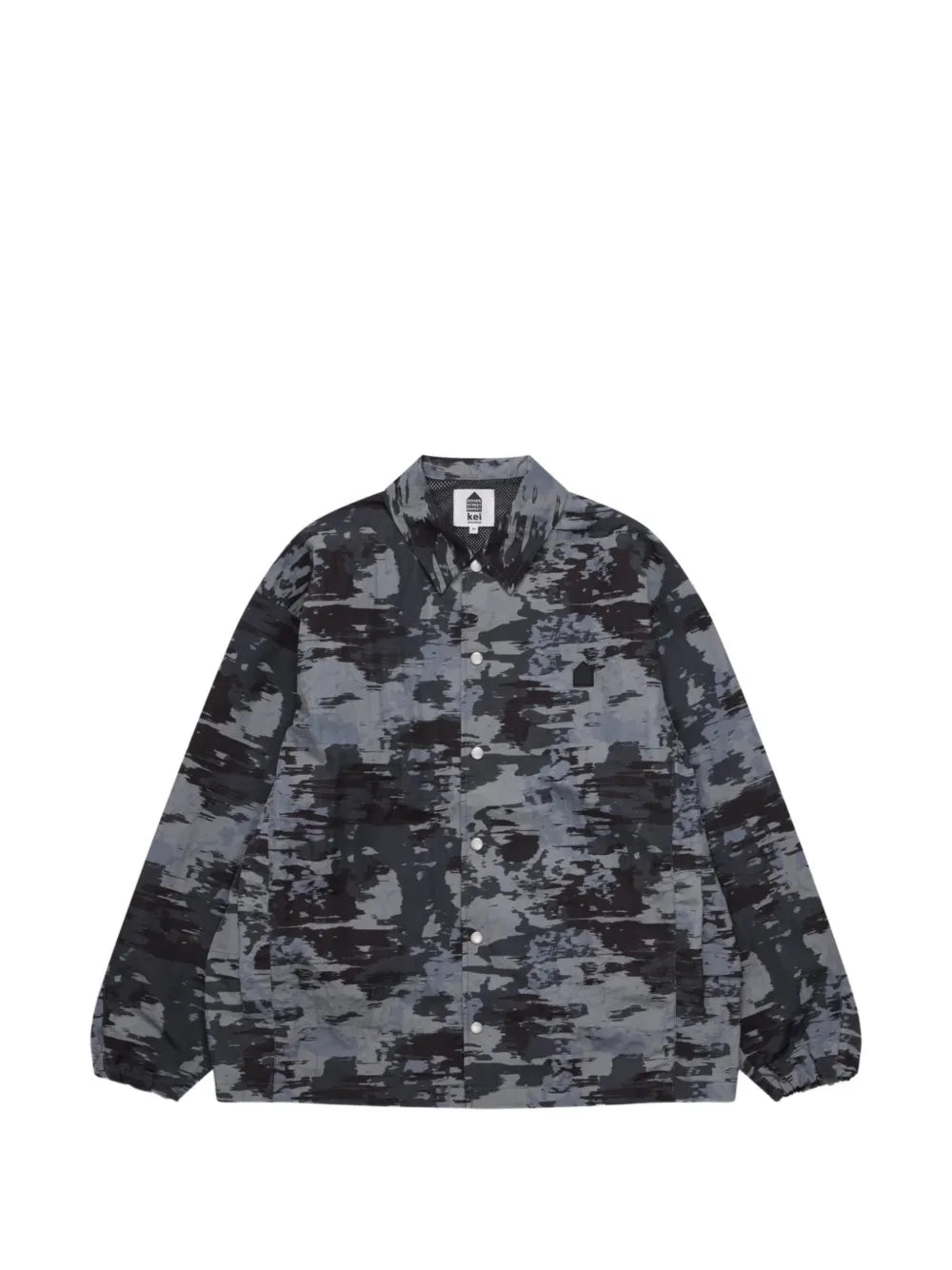 Abstract-Print Press-Stud Shirt Jacket
