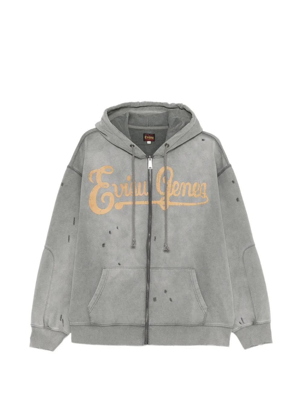 distressed logo-print hoodie