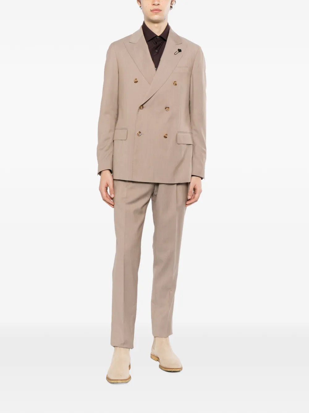 double-breasted peak-lapel suit