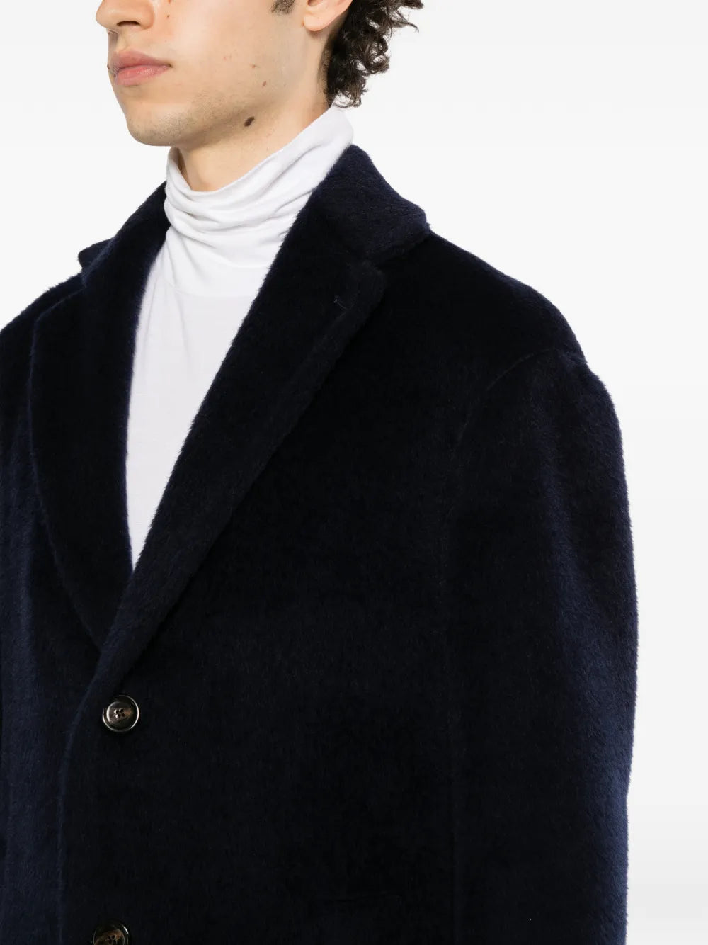 brushed single-breasted coat