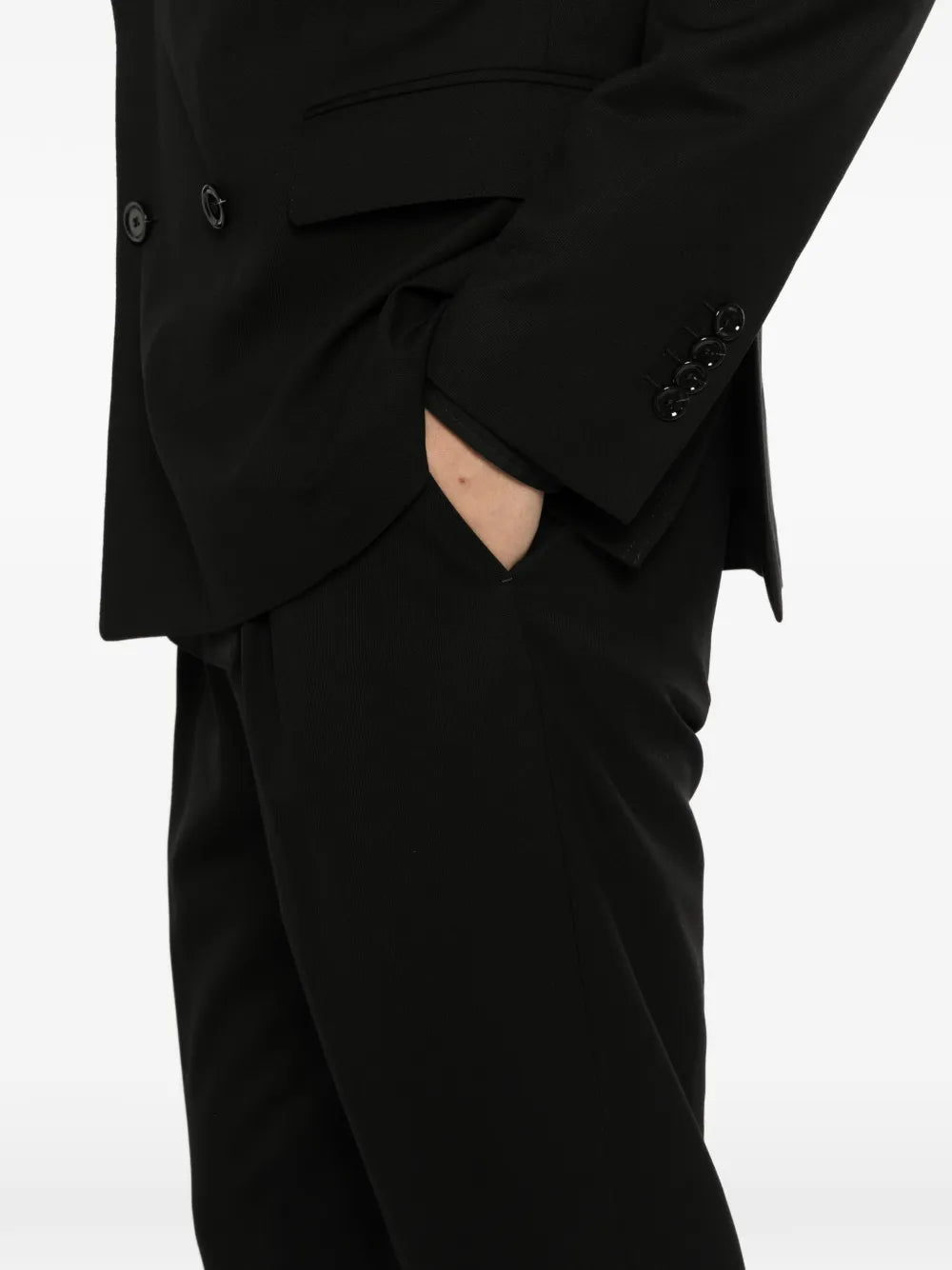 double-breasted peak-lapel suit