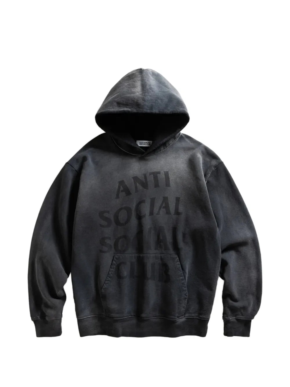 Missing logo-print faded-effect hoodie