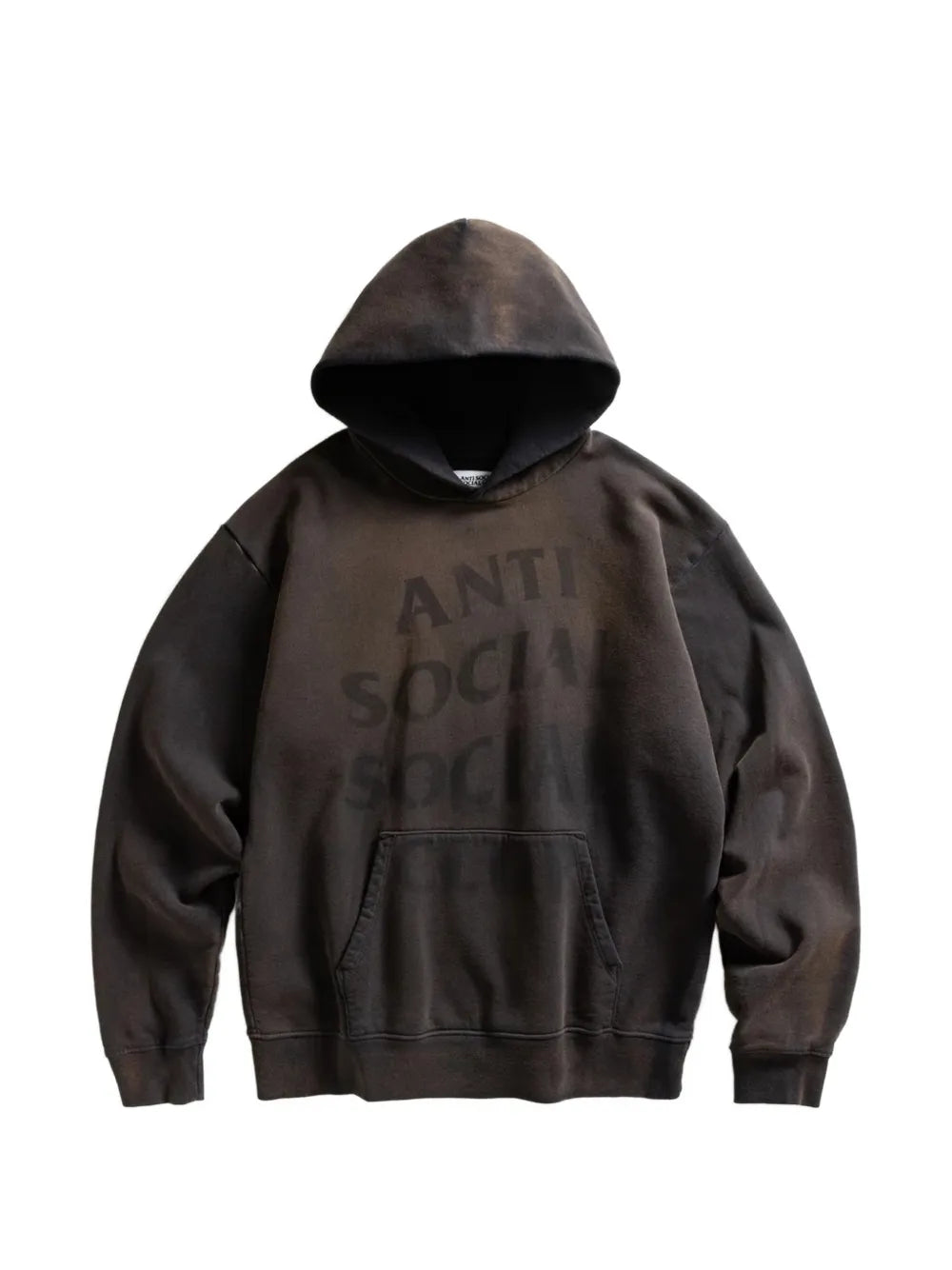 Missing logo-print faded-effect hoodie