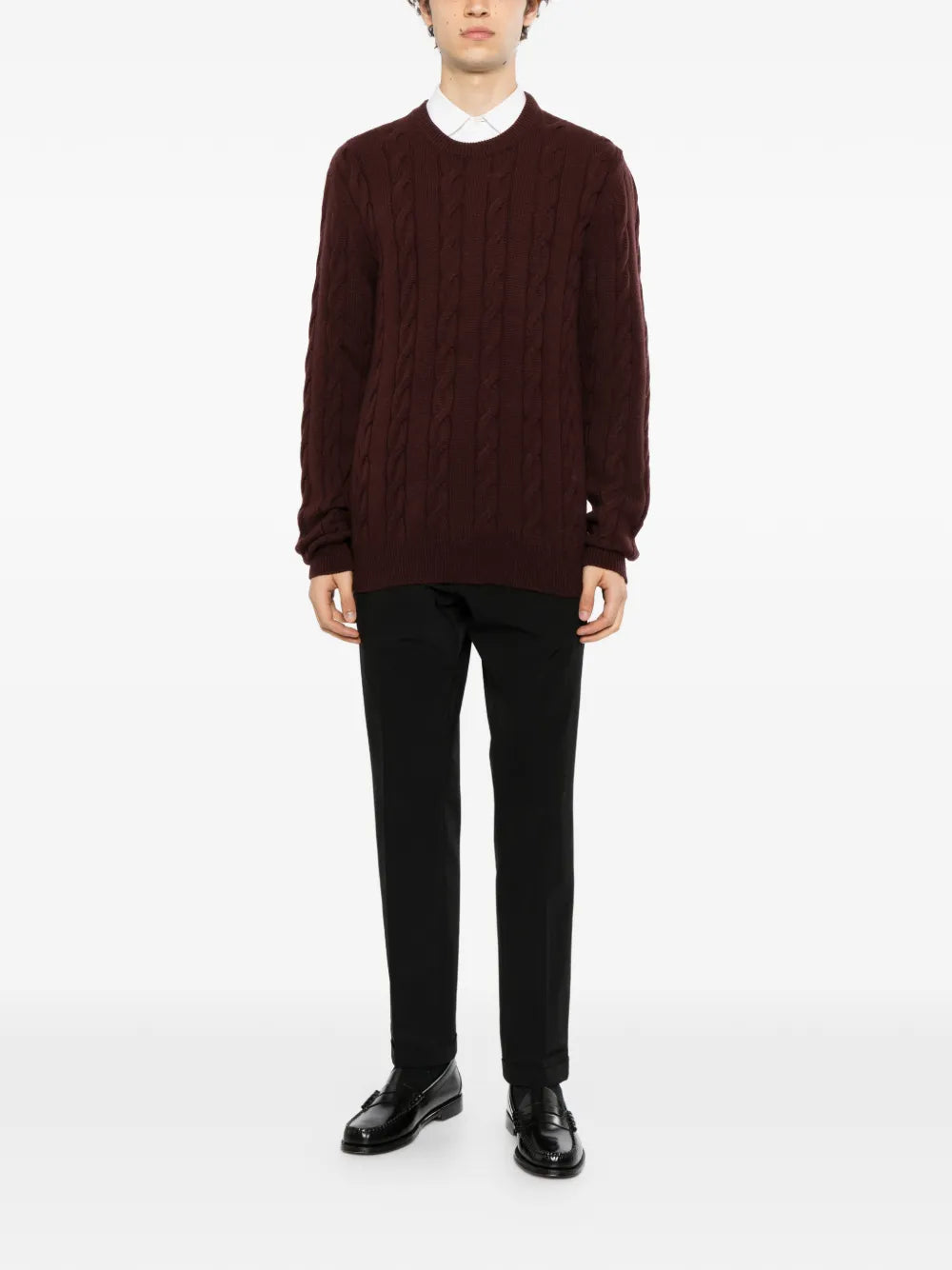 cable-knit sweater