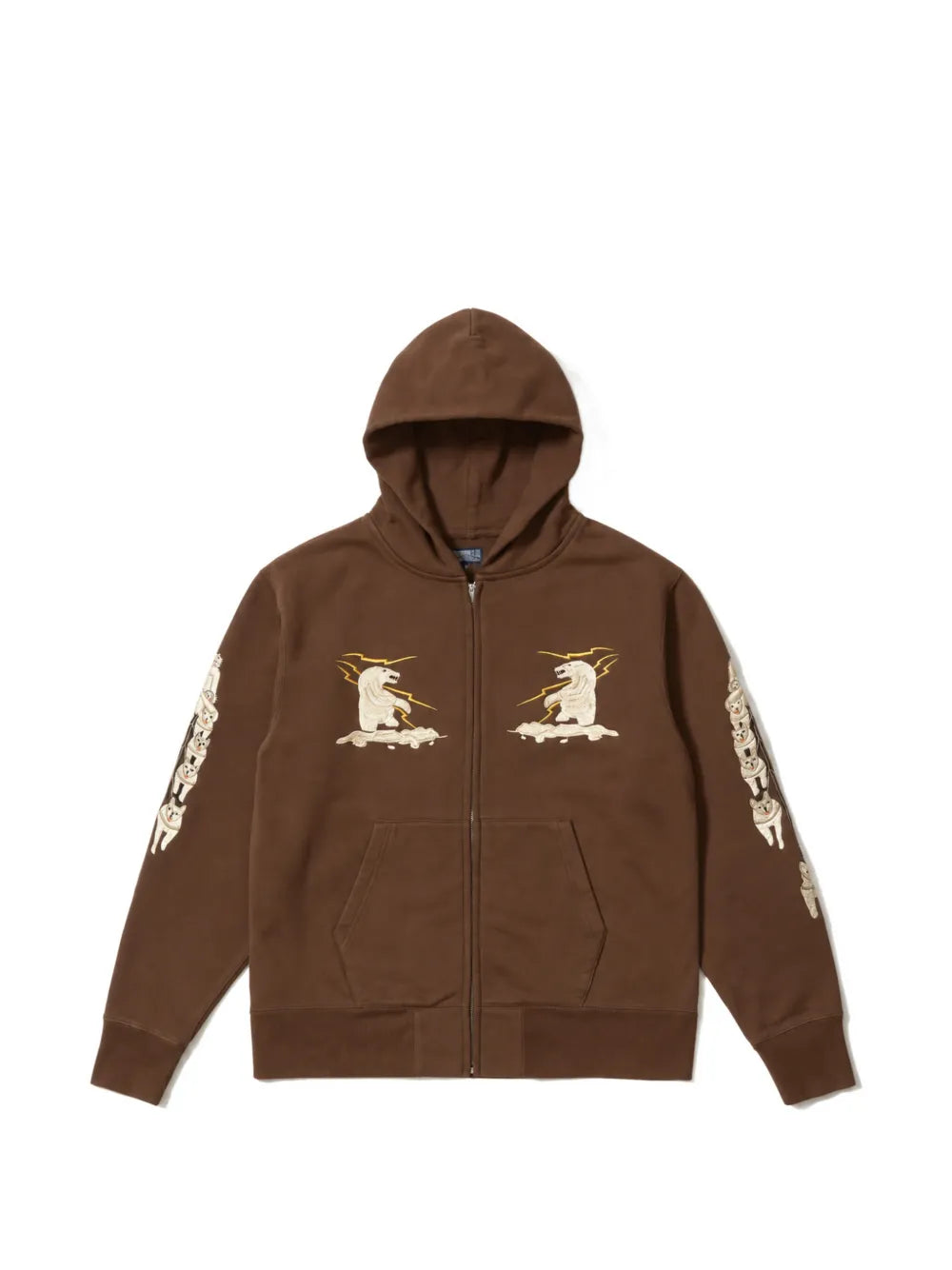 embroidered zip-up hoodie
