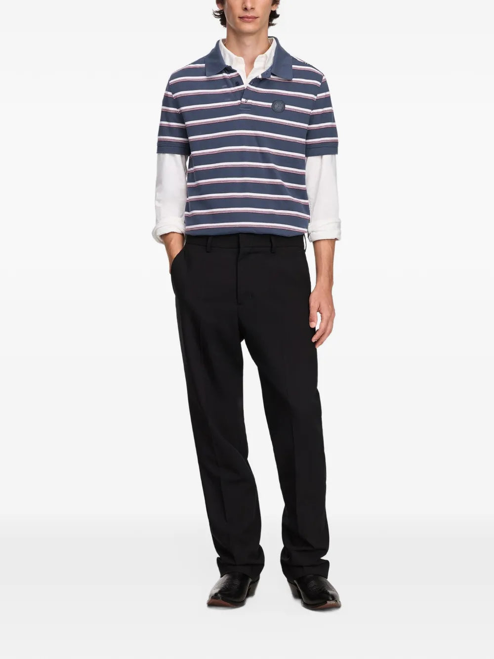 Beckley striped logo-patch polo shirt
