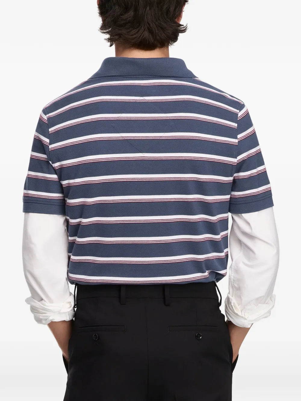 Beckley striped logo-patch polo shirt