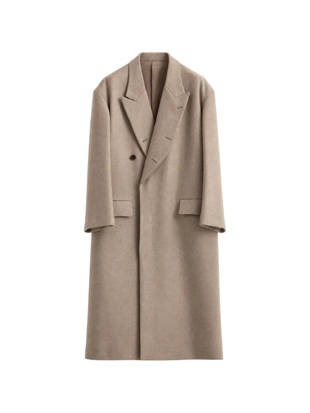 double-breasted peak-lapel coat