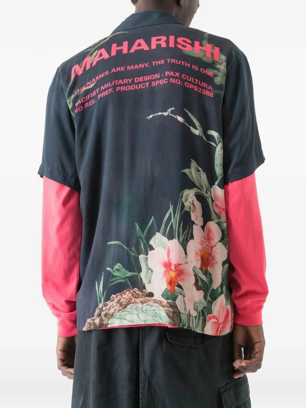 orchid mantis-print camp-collar shirt