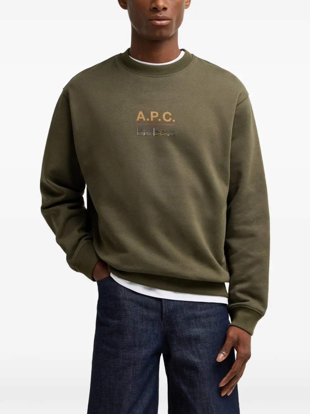  x A.P.C logo-print cotton sweater
