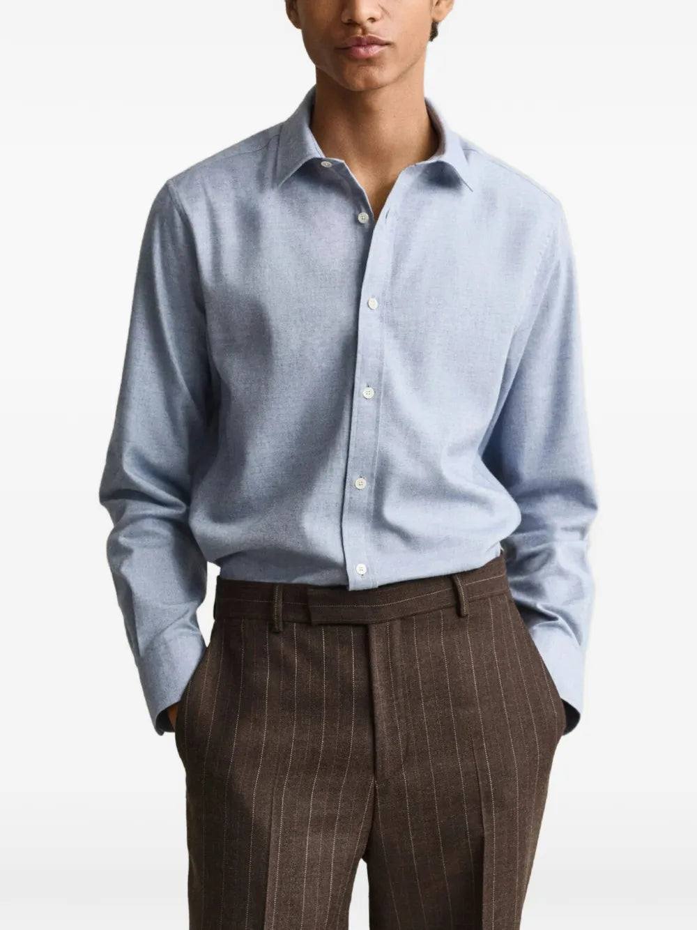 mélange-effect button-down shirt