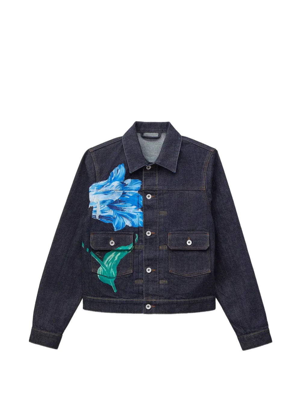 KENZO Tulip pleated denim trucker jacket