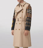 Patchwork-Check Trench Coat