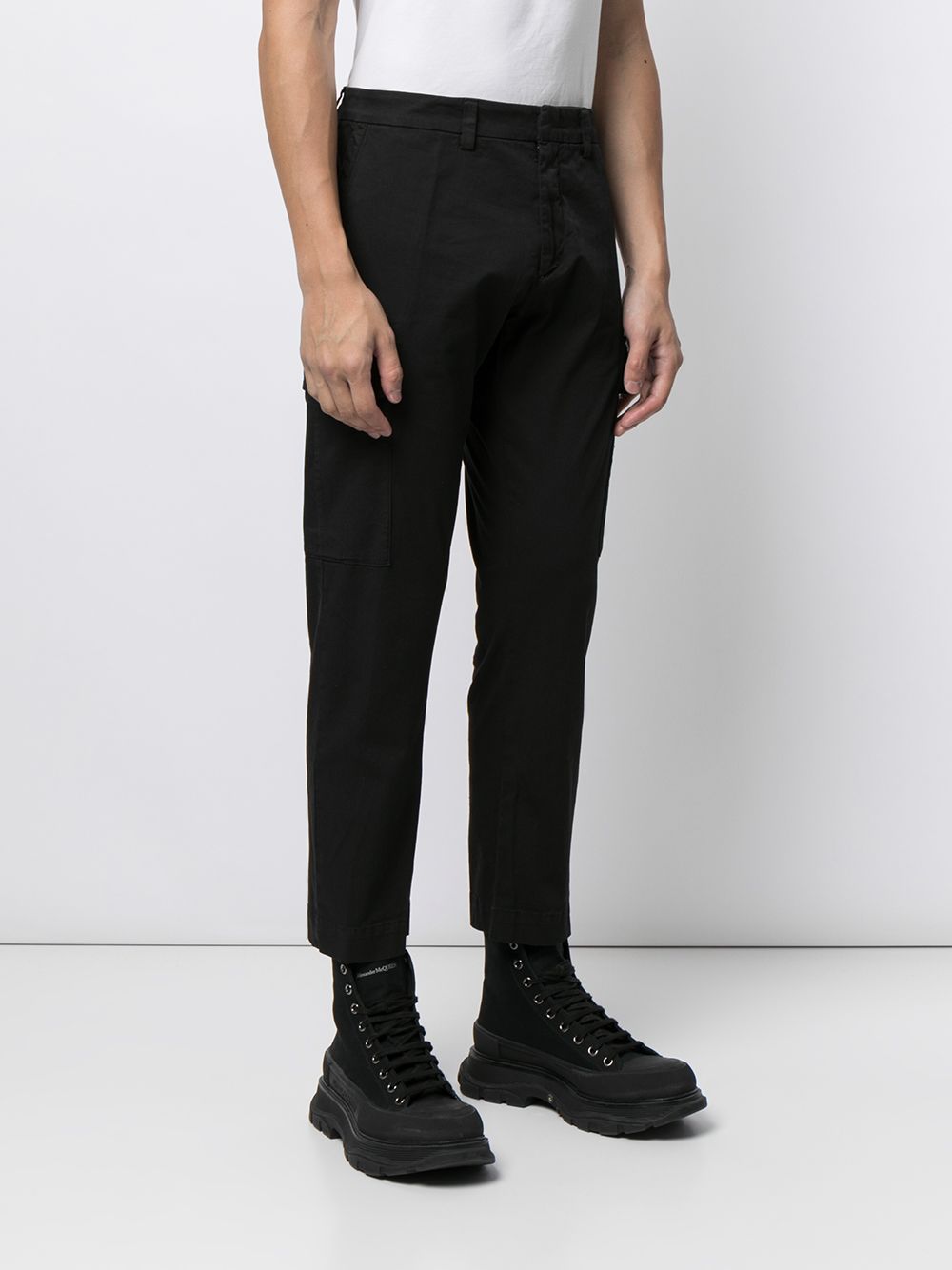 Pressed-Crease Stretch-Cotton Tailored Trousers