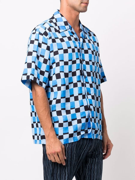 Check-Pattern Bowling Shirt