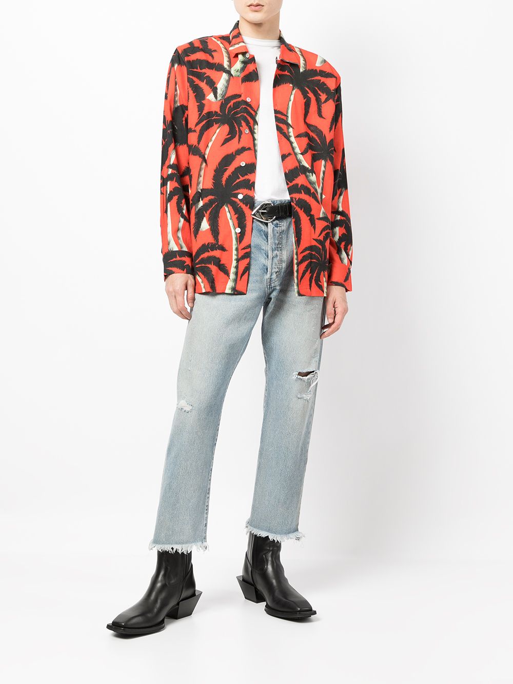 Palm Tree-Print Tencel Shirt