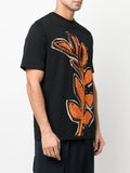 Leaf-Print Round-Neck T-Shirt