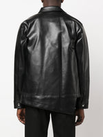 Asymmetric-Hem Artificial Leather Jacket