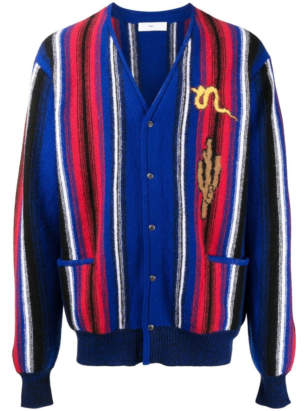 Intarsia-Knit V-Neck Cardigan