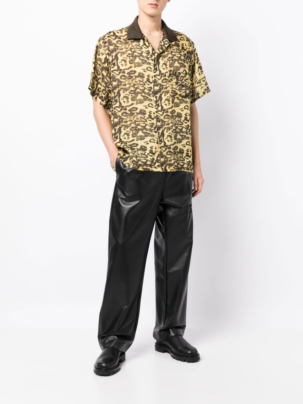 Leopard-Print Short-Sleeved Shirt