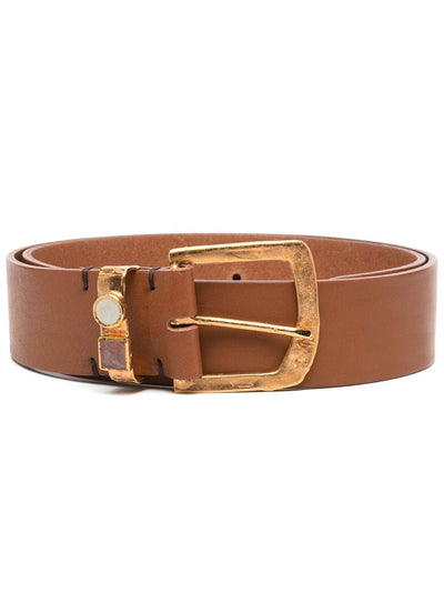 Embellished-Detail Leather Belt