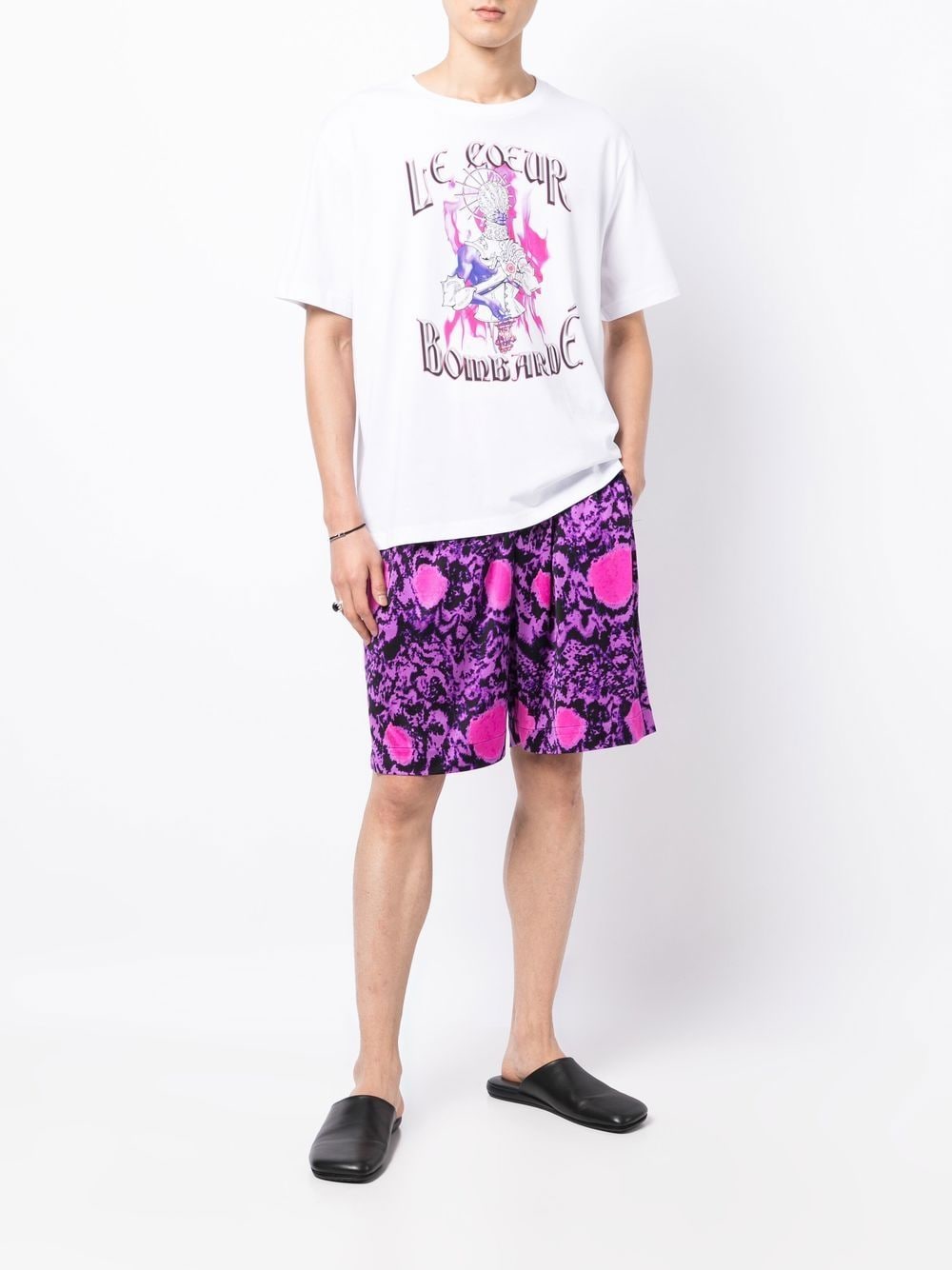 Abstract-Pattern Silk Shorts