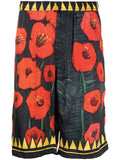 Floral-Print Silk Shorts