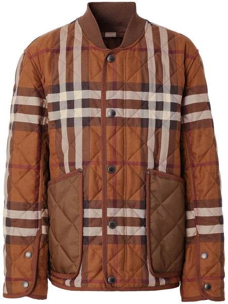 Vintage Check Quilted Bomber Jacket