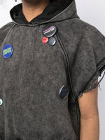 Badge-Embellished Sleeveless Hoodie