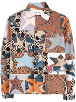 Patchwork-Design Shirt Jacket