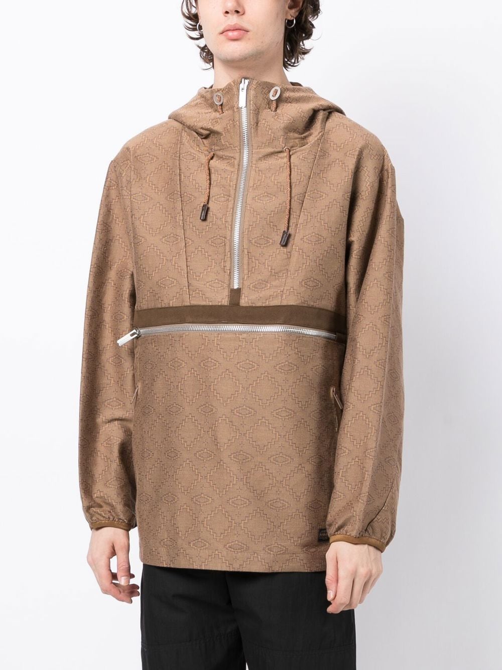 Geometric Pattern Half-Zipped Jacket