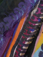 Abstract-Print Frayed Scarf