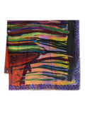 Abstract-Print Frayed Scarf