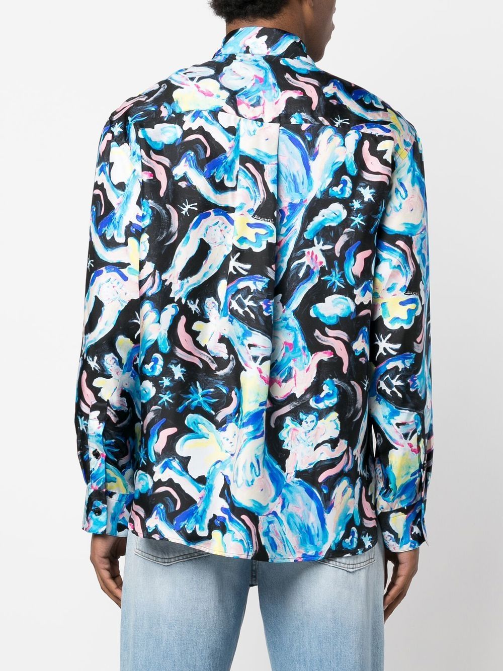 Illustration-Print Silk Shirt